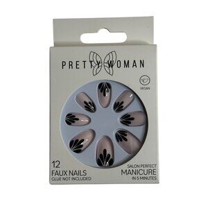Pretty Woman Press On Nails Floral Almond Design 12 Count Vegan
